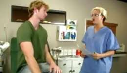 Forward nurse starts sex gazing her patient and gives him handjob