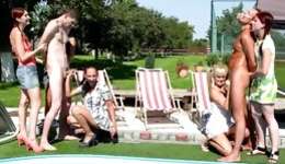 Awe-inspiring outdoor sex with handsome studs and very smutty girls